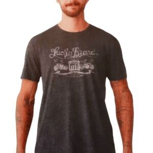 LUCKY BRAND Tee Jet Black Colonial Building Graphic Tee Sz M NWT